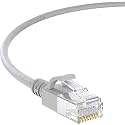 InstallerParts Ethernet Cable CAT6A Slim Cable UTP Booted 50 FT (50 Pack) - Gray - Professional Series - 10Gigabit/Sec Network/High Speed Internet Cable, 550MHZ, 28AWG