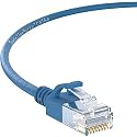 InstallerParts Ethernet Cable CAT6A Slim Cable UTP Booted 1 FT - Blue - Professional Series - 10Gigabit/Sec Network/High Speed Internet Cable, 550MHZ, 28AWG