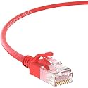 InstallerParts Ethernet Cable CAT6A Slim Cable UTP Booted 1.5 FT (200 Pack) - Red - Professional Series - 10Gigabit/Sec Network/High Speed Internet Cable, 550MHZ, 28AWG