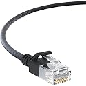InstallerParts Ethernet Cable CAT6A Slim Cable UTP Booted 0.5 FT (100 Pack) - Black - Professional Series - 10Gigabit/Sec Network/High Speed Internet Cable, 550MHZ, 28AWG