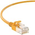 InstallerParts Ethernet Cable CAT6A Slim Cable UTP Booted 1 FT (200 Pack) - Yellow - Professional Series - 10Gigabit/Sec Network/High Speed Internet Cable, 550MHZ, 28AWG