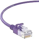 InstallerParts Ethernet Cable CAT6A Slim Cable UTP Booted 2 FT (50 Pack) - Purple - Professional Series - 10Gigabit/Sec Network/High Speed Internet Cable, 550MHZ, 28AWG