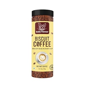 instant biscoffee coffee by india flavour  100 cups in 200gm  hot amp cold  instant agglomerated coffee powder 100g pack of 2 biscoffee flavour