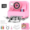 Yosfeng Instant Print Camera for Kids - Christmas Birthday Girls Gifts for Age 3 4 5 6 7 8 9 10 Year Old, 2.4 Inch Screen Kids Instant Camera, Kid Digital Video Cameras Toys with 32 GB SD Card (Pink)