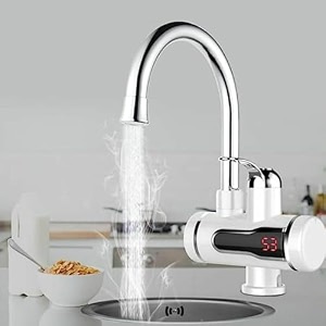 the prayaas instant water geyser  hot water tap  led digital temperature display  shock proof  for kitchen bathroom sink  goodhigh water pressure required  multicolour