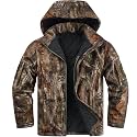 Insulated Camo Hunting Jacket for Men, Quiet Water Resistant Hunting Coat with Thicken Lining for Late Season