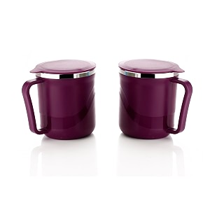 xmart india insulated stainless steel coffee mug with lid  300ml double wall tea amp milk mug for travel home office restaurant stylish leakproof drinkware gifts for womanman2 pcs purple
