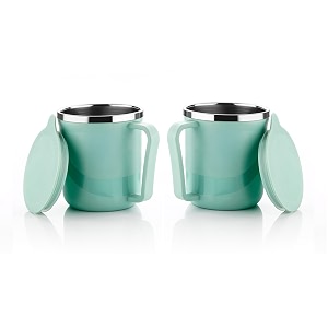xmart india insulated stainless steel coffee mug with lid  300ml double wall tea amp milk mug for travel home office restaurant stylish leakproof drinkware gifts for womanman2 pcs pista