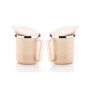 xmart india insulated stainless steel coffee mug with lid  300ml double wall tea amp milk mug for travel home office restaurant stylish leakproof drinkware gifts for womanman2 pc ivory