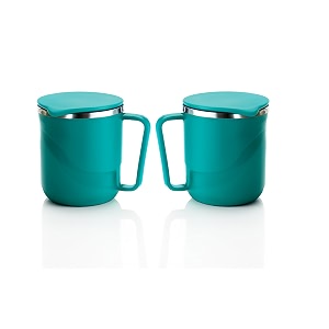 xmart india insulated stainless steel coffee mug with lid  300ml double wall tea amp milk mug for travel home office restaurant stylish leakproof drinkware gifts for womanman2 pcs teal