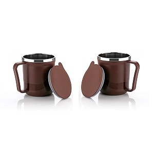 xmart india insulated stainless steel coffee mug with lid  300ml double wall tea amp milk mug for travel home office restaurant stylish leakproof drinkware gifts for womanman2 pcs brown