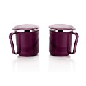 XMART INDIA Insulated Stainless Steel Coffee Mug with Lid – 300ml Double Wall Tea &amp; Milk Mug for Travel, Home, Office, Restaurant Stylish, Leakproof, Drinkware Gifts for Woman,Man(2 Pcs, Purple)