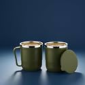 XMART INDIA Insulated Stainless Steel Coffee Mug with Lid – 300ml Double Wall Tea &amp; Milk Mug for Travel, Home, Office, Restaurant Stylish, Leakproof, Drinkware Gifts for Woman,Man(2 Pc, Dark Green)