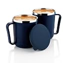 XMART INDIA Insulated Stainless Steel Coffee Mug with Lid – 300ml Double Wall Tea &amp; Milk Mug for Travel, Home, Office, Restaurant Stylish, Leakproof, Drinkware Gifts for Woman,Man(2 Pcs, Navy Blue)