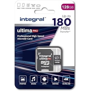 integral 128gb micro sd card 4k video read speed 180mbs and write speed 90mbs microsdxc a2 c10 u3 uhs-i 180-v30 our fastest ever high speed micro sd memory card