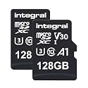 Integral 128GB Twin Pack microSD Memory Card Premium High Speed 4K Video- up to 100MB/s Read, 50MB/s Write, UHS-I, U3, V30, Class 10, A1 App Performance - smartphones, tablets, drones, game consoles
