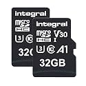 Integral 32GB Twin Pack microSD Memory Card Premium High Speed 4K Video- up to 100MB/s Read, 30MB/s Write, UHS-I, U3, V30, Class 10, A1 App Performance - smartphones, tablets, drones, game consoles