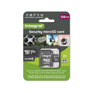 integral micro sd security card 128gb for dash-cams home cams cctv body cams and drones extended lifetime and reliable recording time after time with high endurance