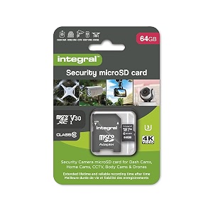 integral micro sd security card 64gb for dash-cams home cams cctv body cams and drones extended lifetime and reliable recording time after time with high endurance