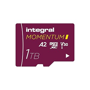 integral momentum i - 1tb microsdxc card 210mbs reading 180mbs write v30 u3 a2 for 4k5k uhd on gopro dji drones sports cameras and 360 waterproof shockproof
