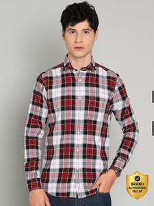 INTEGRITI Men Checkered Casual Red Shirt