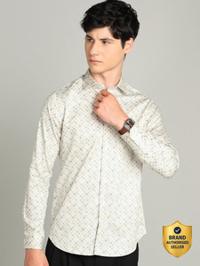 INTEGRITI Men Printed Casual Cream Shirt