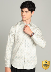 INTEGRITI Men Printed Casual Cream Shirt