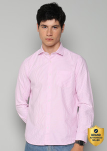 INTEGRITI Men Striped Casual Pink Shirt