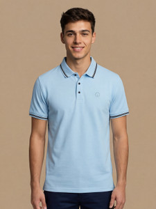 INTEGRITI Solid Men Polo Neck Light Blue