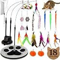 Interactive Cat Toys for Indoor Cats, Cat Toy Wand, 18 Feather Attachments