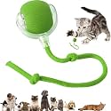 Naturaceutica's Interactive Electric Automatic Rolling Moving Rechargeable Self Play Stimulation Toy,Smart Pet Chase Ball with Speedy Tail Rope for Bored Indoor Cats Enrichment(Small Dogs)(Green)