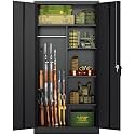 INTERGREAT Gun Safe, Long Gun Safe for Rifle and Pistols, Large Gun Cabinet Locker with Removable Gun Shelves, Gun Cabinet with Lock, Black