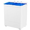 INTERGREAT Portable Washing Machine, 28lbs Twin Tub Washer Compact Laundry Machine with Timer Knobs, Semi-automatic 18lbs Washer 10lbs Spinner Combo for Dorms, Apartments, Blue