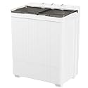 INTERGREAT Portable Washing Machine, 28lbs Twin Tub Washer Compact Laundry Machine with Timer Knobs, Semi-automatic 18lbs Washer 10lbs Spinner Combo for Dorms, Apartments, Grey