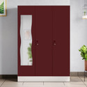 Interio by Godrej Slimline 3 Door with Locker, Drawer and Curvilinear Mirror Metal Almirah