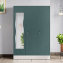 Interio by Godrej Slimline 3 Door with Locker, Drawer and Curvilinear Mirror Metal Almirah