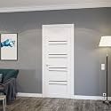 SARTODOORS Interior Door 36 x 96 inches | Base 1094 White Swing Door | Opaque Glass MDF Modern | Bedroom Bathroom