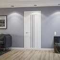 SARTODOORS Interior French Doors 48 x 80 inches | Base 6094 White Double Swing Doors | Opaque Glass MDF Modern | Living Room Office
