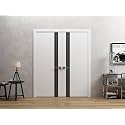 SARTODOORS Interior French Doors 60 x 80 inches | Platinum 4440 White Double Swing Doors | Frosted Glass Solid Wood Modern | Living Room Office