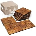 Interlocking Deck Tiles, 10 Pcs Patio Tiles Covers 10 Sq.Ft, Natural
