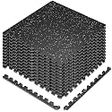 Interlocking Exercise Equipment Mats, 0.56" Thick 12 Tiles (48 Sq Ft) - Rubber Top Gym Flooring with High Density EVA Foam, Heavy Weight Workout Mats for Home GymFloor Protection,Black/White