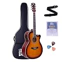 INTERN 40 Inch Acoustic Cutaway Guitar with Built-in 4 Band Equalizer Pickup &amp; Truss Rod, Wooden Steel String Guitar for Beginners &amp; Adults, Includes Carry Bag, Strap, Picks &amp; Extra Strings (Sunburst)