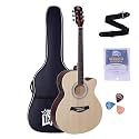 INTERN 40 Inch Acoustic Electric Cutaway Guitar with 4-Band Equalizer, Truss Rod, Basswood Body, Steel String Guitar with Carry Bag, Strap, Picks &amp; Extra Strings, Natural