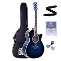 INTERN 40 Inch Grand Auditorium Cutaway Acoustic Electric Guitar with Truss Rod, Wooden 6-String Guitar for Beginners &amp; Professionals, Gig Bag, Strap &amp; Picks Included, Blue