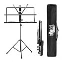 Intern Adjustable Orchestra Conductor Musical Notation Lyrics Stand with Carrying Bag, Light Weight for Travel, Black, (INT-NSB-01)