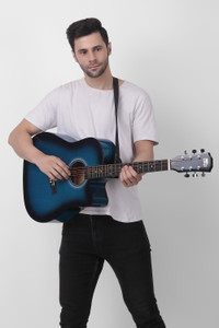intern blue 41 inches cutaway shape acoustic guitar with truss rod acoustic guitar basswood basswood right hand orientation blue