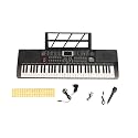 INTERN INT-KB-6101 61-Key Touch Response Electronic Keyboard Piano, Portable Digital Music Keyboard, 200 Tones, 200 Rhythms, Microphone, Music Stand, Black
