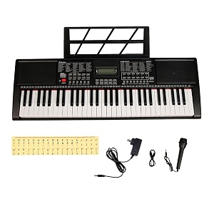 intern 61-key touch sensitive digital piano keyboard with led display 200 tones amp rhythms built-in speaker microphone 9v dc adapter amp music stand  professional portable electronic piano keyboard