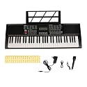 INTERN 61-Key Touch Sensitive Digital Piano Keyboard with LED Display, 200 Tones &amp; Rhythms, Built-in Speaker, Microphone, 9V DC Adapter &amp; Music Stand – Professional Portable Electronic Piano Keyboard