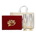 INTERNATIONAL GIFT® German Silver Wine Glass/Wine Goblet Set of 2 Pieces Glass | Happy Birthday Customize Box with Carry Bag,300 Ml